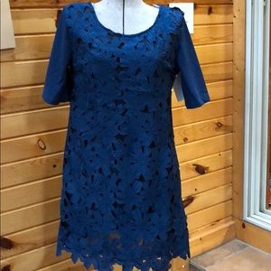 Navy flower lace dress